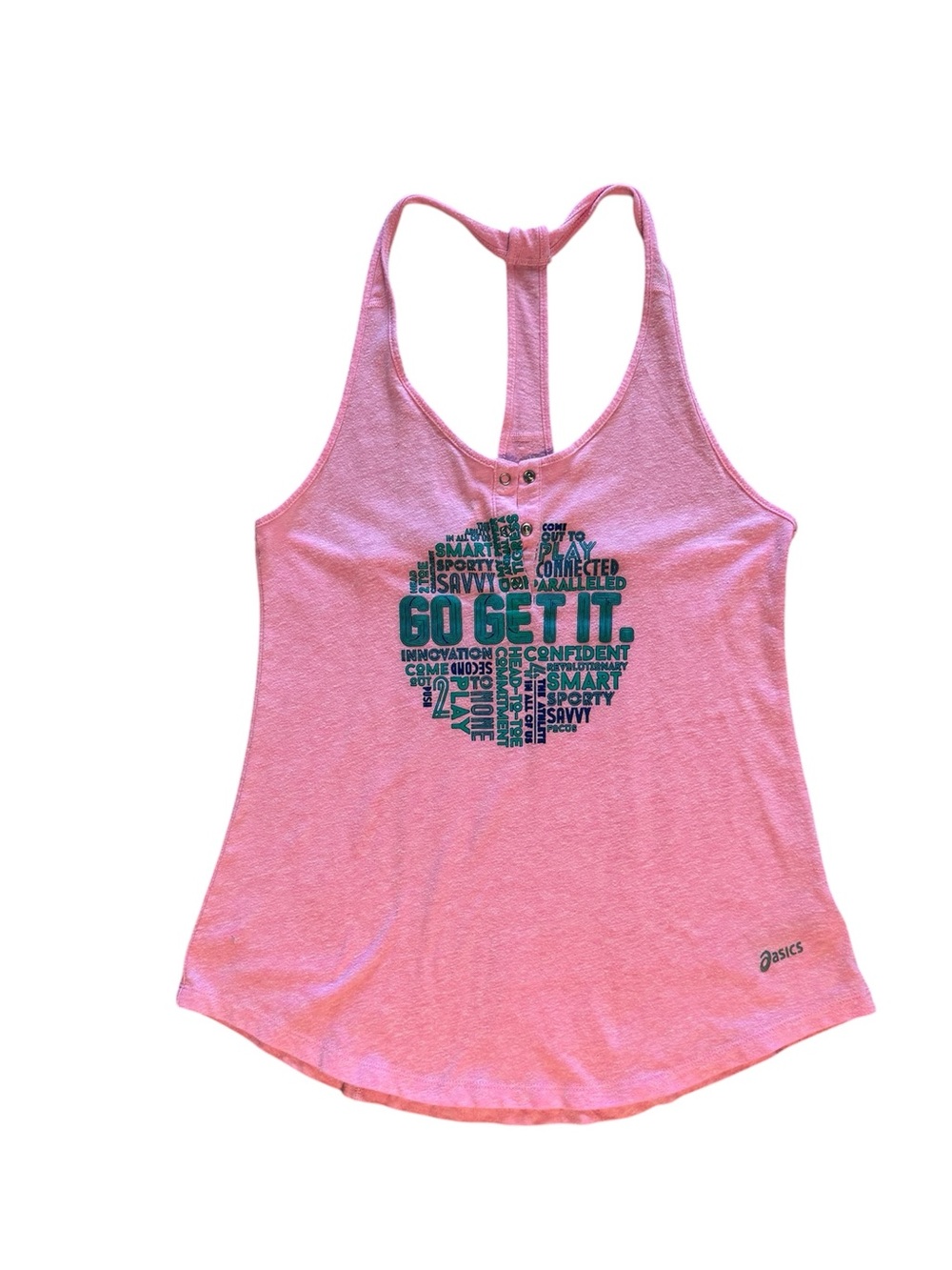 ASICS Pink Racerback Running Gym Yoga Workout Graphic Athletic Tank Size Medium
